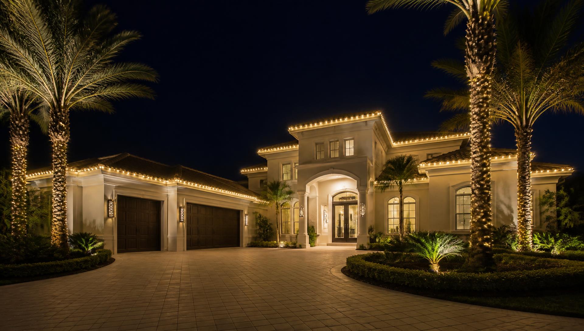 Christmas Lighting in South Florida at night