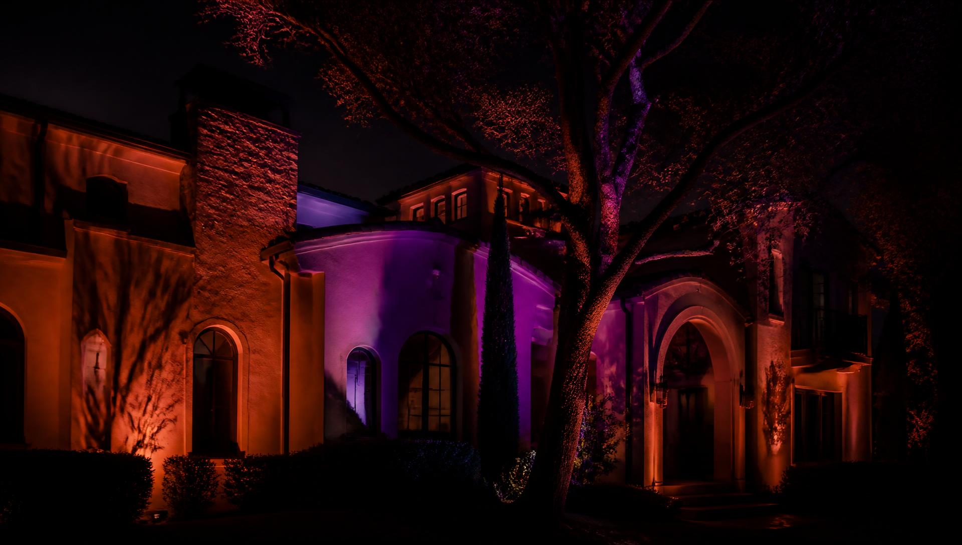 Halloween Lighting in South Florida at night